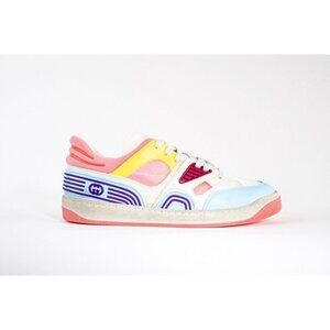 Gucci Basket Low-Top Sneakers Blue Demetra Pink Women's NEW Authentic US 6 | 36